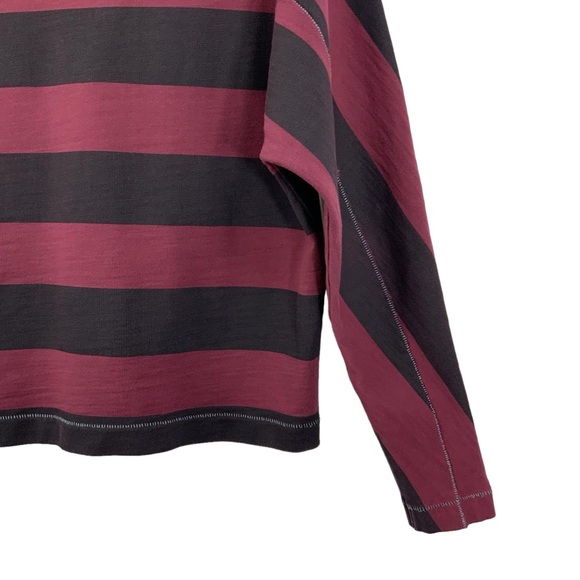 RAG & BONE Long Sleeve Cropped Cotton Terry Sweatshirt Burgundy Black Small A28 - Picture 7 of 8